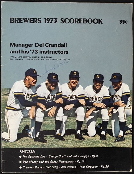 1973 Jim Slaton Milwaukee Brewers Signed County Stadium Program (JSA)