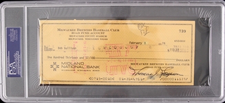 1974 Bob Sullivan Milwaukee Brewers Signed Check (PSA/DNA Slabbed)