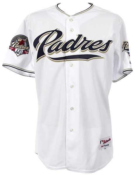 2009 Mike Ekstrom San Diego Padres Game Worn Home Jersey w/40th Anniversary Patch (MEARS LOA)