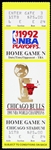 1992 Chicago Bulls Chicago Stadium Home Game N Full Playoff Ticket