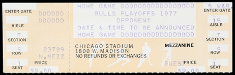 1977 Chicago Bulls Chicago Stadium Ghost Playoff Ticket 