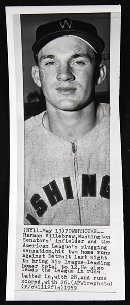 1959 Harmon Killebrew Washington Senators 3" x 8" Photo
