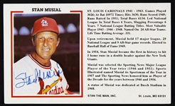 1980s Stan Musial St. Louis Cardinals Signed 3.5 x 6" Career Accomplishments Card (JSA)