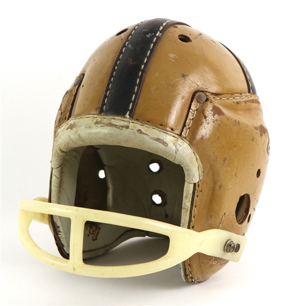1950s circa Notre Dame Game Worn MacGregor Football Helmet w/ 8 Strap Suspension System & Facemask (MEARS LOA)