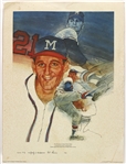 1984 Warren Spahn Milwaukee Braves 18" x 24" Lithograph (Warren Spahn Estate) 116/377