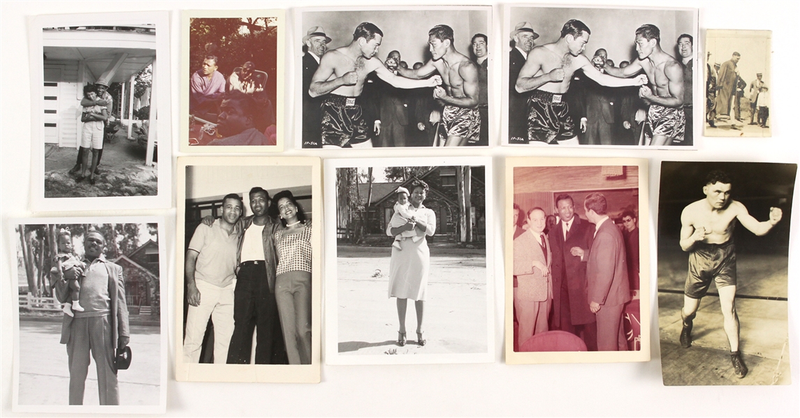 1910s-60s Boxing Snapshot Collection - Lot of 10 w/ Sugar Ray Robinson, Jess Willard, Barney Ross & More