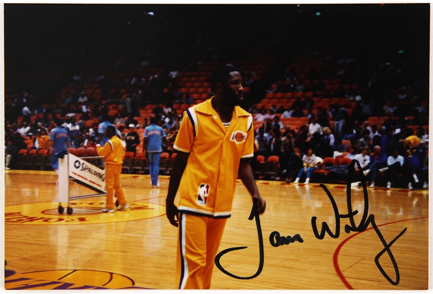 1986 James Worthy Los Angeles Lakers Signed 4" x 6" Original Snapshot *JSA Full Letter*
