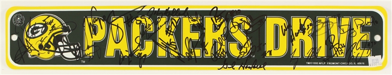 1996 Green Bay Packers Multi Signed 4" x 24" Packers Drive Street Signs - Lot of 2 w/ Brett Favre, Desmond Howard, Wayne Simmons & More (JSA)