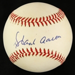 1989-90 Hank Aaron Milwaukee Braves Signed ONL White Baseball (JSA)