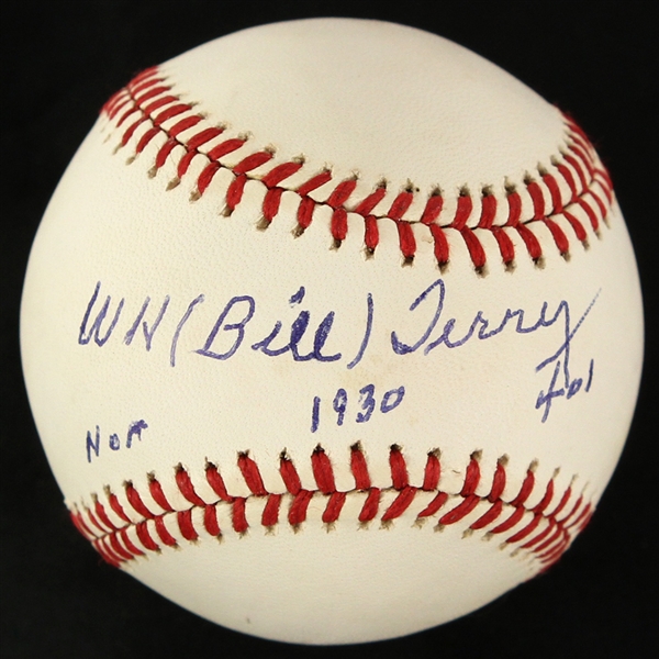 1987-88 Bill Terry New York Giants Signed ONL Giamatti Baseball (JSA)