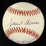 1989-90 Hank Aaron Johnny Logan Milwaukee Braves Signed ONL White Baseball (JSA)