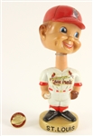 1974-82 St. Louis Cardinals Memorabilia Collection - Lot of 2 w/ 1982 World Series Pin & Vintage Nodder