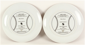 1985 Hank Aaron Milwaukee Braves Signed Hackett Artist Proof Commemorative Plates - Lot of 2 (JSA)