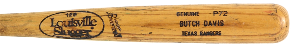 1993-94 Butch Davis Texas Rangers Signed Louisville Slugger Professional Model Game Used Bat (MEARS LOA/JSA)