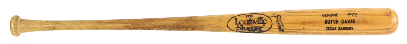 1993-94 Butch Davis Texas Rangers Signed Louisville Slugger Professional Model Game Used Bat (MEARS LOA/JSA)