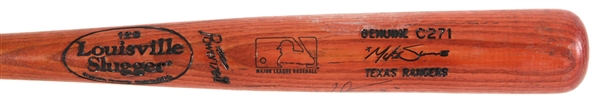 1999 Mike Simms Texas Rangers Signed Louisville Slugger Professional Model Game Used Bat (MEARS LOA/JSA)