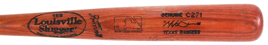 1999 Mike Simms Texas Rangers Signed Louisville Slugger Professional Model Game Used Bat (MEARS LOA/JSA)