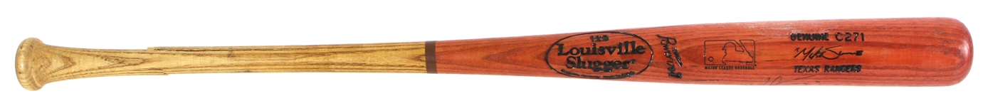 1999 Mike Simms Texas Rangers Signed Louisville Slugger Professional Model Game Used Bat (MEARS LOA/JSA)
