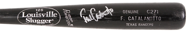 2002 Frank Catalanotto Texas Rangers Signed Louisville Slugger Professinal Model Game Used Bat (MEARS LOA/JSA)