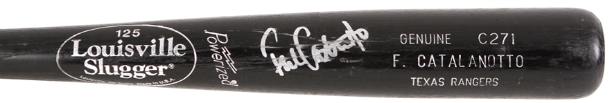 2002 Frank Catalanotto Texas Rangers Signed Louisville Slugger Professinal Model Game Used Bat (MEARS LOA/JSA)