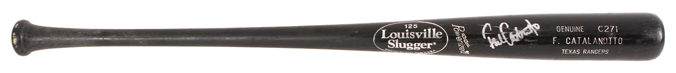 2002 Frank Catalanotto Texas Rangers Signed Louisville Slugger Professinal Model Game Used Bat (MEARS LOA/JSA)