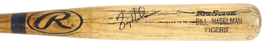 1999 Bill Haselman Detroit Tigers Signed Rawlings Adirondack Professional Model Game Used Bat (MEARS LOA/JSA)