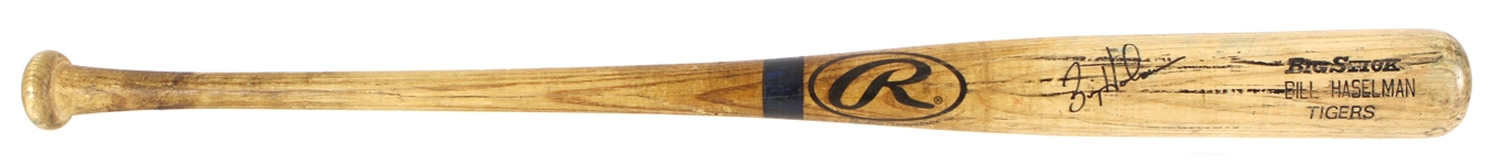 1999 Bill Haselman Detroit Tigers Signed Rawlings Adirondack Professional Model Game Used Bat (MEARS LOA/JSA)