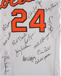 1986 Rick Dempsey Baltimore Orioles Game Worn Team Signed Road Jersey w/ 39 Signatures Including Cal Ripken Jr, Eddie Murray, Frank Robinson, Earl Weaver & More (MEARS LOA/JSA)
