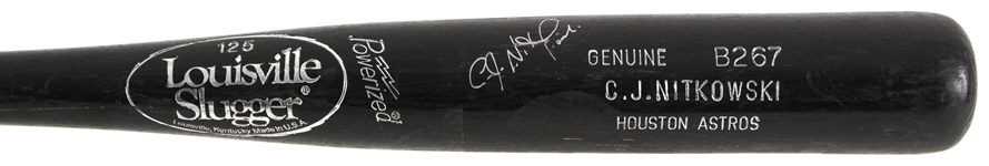 1998 CJ Nitkowski Houston Astros Signed Louisville Slugger Professional Model Game Used Bat (MEARS LOA/JSA)