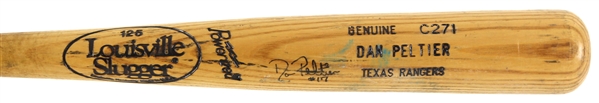 1992-93 Dan Peltier Texas Rangers Signed Louisville Slugger Professional Model Game Used Bat (MEARS LOA/JSA)