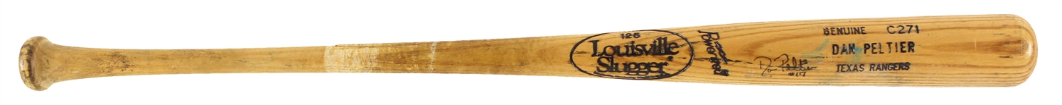 1992-93 Dan Peltier Texas Rangers Signed Louisville Slugger Professional Model Game Used Bat (MEARS LOA/JSA)