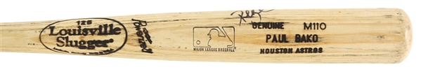 1999-2000 Paul Bako Houston Astros Signed Louisville Slugger Professional Model Game Used Bat (MEARS LOA/JSA)