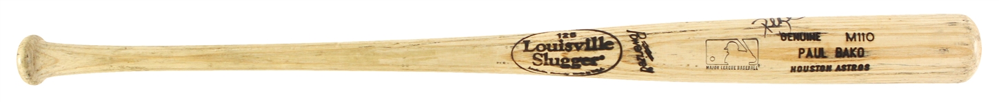 1999-2000 Paul Bako Houston Astros Signed Louisville Slugger Professional Model Game Used Bat (MEARS LOA/JSA)