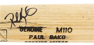 1999-2000 Paul Bako Houston Astros Signed Louisville Slugger Professional Model Game Used Bat (MEARS LOA/JSA)