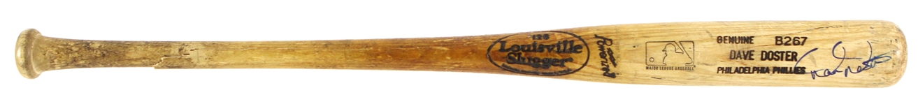 1999 David Doster Philadelphia Phillies Signed Louisville Slugger Professional Model Game Used Bat (MEARS LOA/JSA)