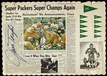 1968 Jim Taylor Green Bay Packers Signed Green Bay Press Gazette Placemat (JSA)