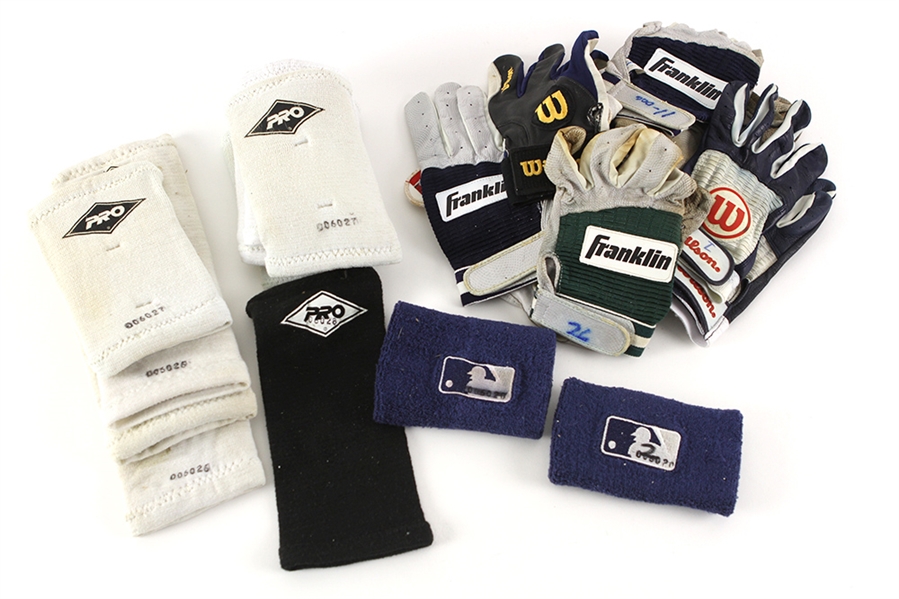 1990s MLB Game Worn Batting Glove Wristband Wearable Pad Collection - Lot of 18 (MEARS LOA)