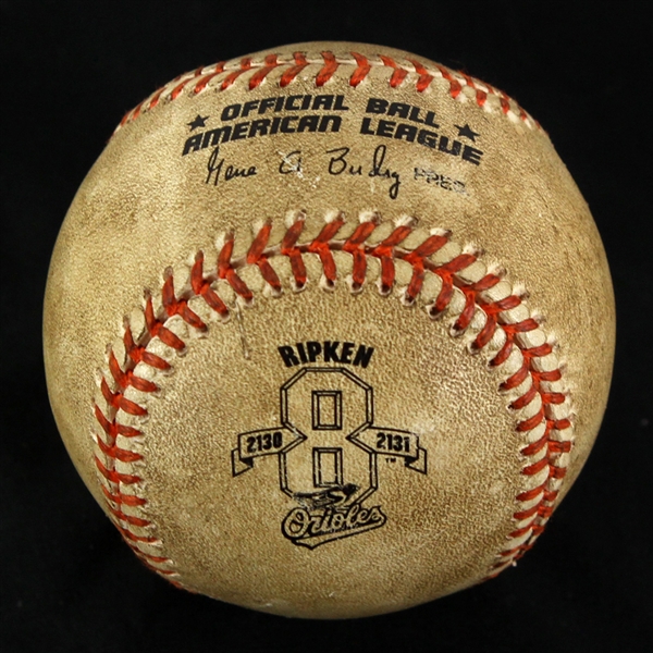 1995 (September 6) Cal Ripken Jr. Baltimore Orioles OAL Budig Camden Yards Game Used Baseball (MEARS LOA) Ripkens 2,131st Consecutive Game
