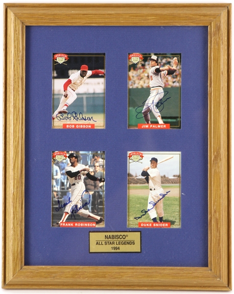 1994 Duke Snider Frank Robinson Bob Gibson Jim Palmer 10" x 13 Framed Signed Trading Card Display (JSA) Ken Sanders Collection 