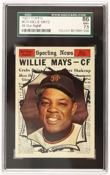 1961 Willie Mays San Francisco Giants Slabbed (SGC 86 NM+ 7.5) Topps Trading Cards #579 