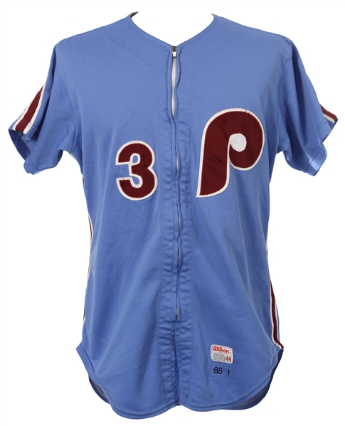 1983 Claude Osteen Philadelphia Phillies Game Worn Road Jersey + Phillies 100 Years Patch (MEARS LOA)