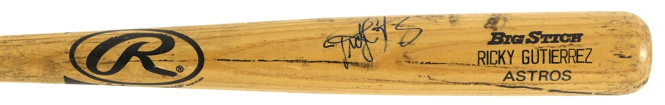 1997 Ricky Gutierrez Houston Astros Signed Rawlings Adirondack Professional Model Game Used Bat (MEARS LOA/JSA)