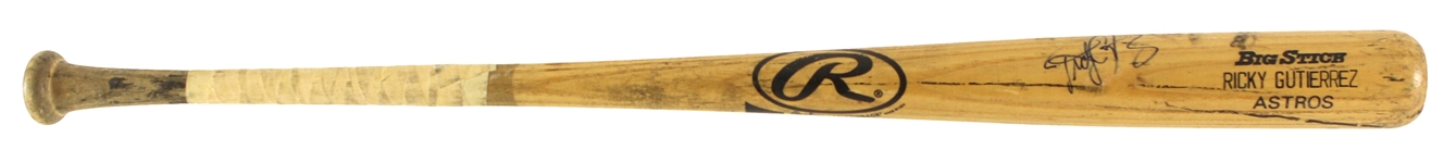 1997 Ricky Gutierrez Houston Astros Signed Rawlings Adirondack Professional Model Game Used Bat (MEARS LOA/JSA)