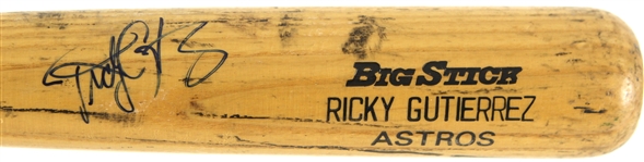 1997 Ricky Gutierrez Houston Astros Signed Rawlings Adirondack Professional Model Game Used Bat (MEARS LOA/JSA)