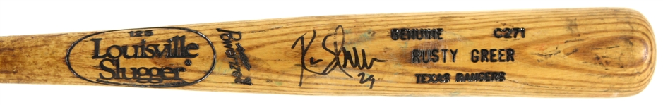 1994-97 Rusty Greer Texas Rangers Signed Louisville Slugger Professional Model Game Used Bat (MEARS LOA/JSA)