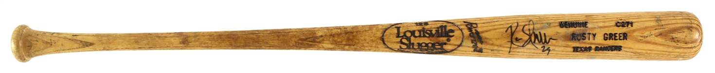 1994-97 Rusty Greer Texas Rangers Signed Louisville Slugger Professional Model Game Used Bat (MEARS LOA/JSA)