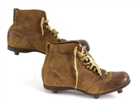 1900-10 Reach Game Worn High Top Football Cleats (MEARS LOA)