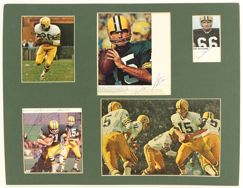1970s Green Bay Packers Multi Signed 14" x 18" Matted Display w/ 6 Signatures Including Bart Starr, Ray Nitschke, Jim Taylor & More (JSA)