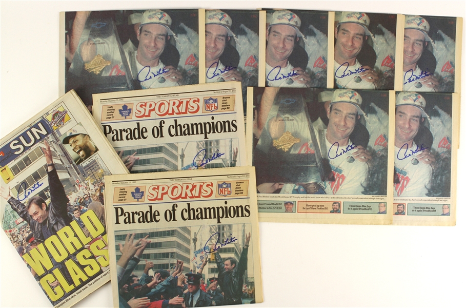 1993 Paul Molitor Toronto Blue Jays Signed World Series Champions Newspapers - Lot of 12 (JSA)