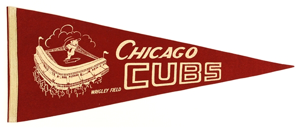 1940s Chicago Cubs Wrigley Field 29" Full Size Pennant